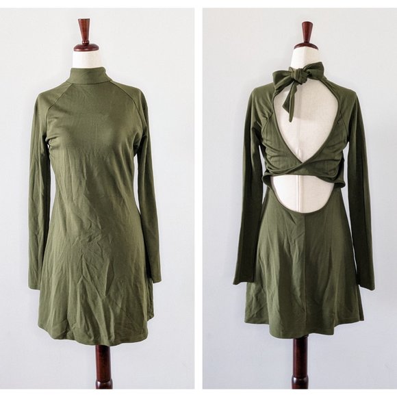 Fabletics Dresses & Skirts - Fabletics athletic dress - long sleeve, olive, open tie back - M